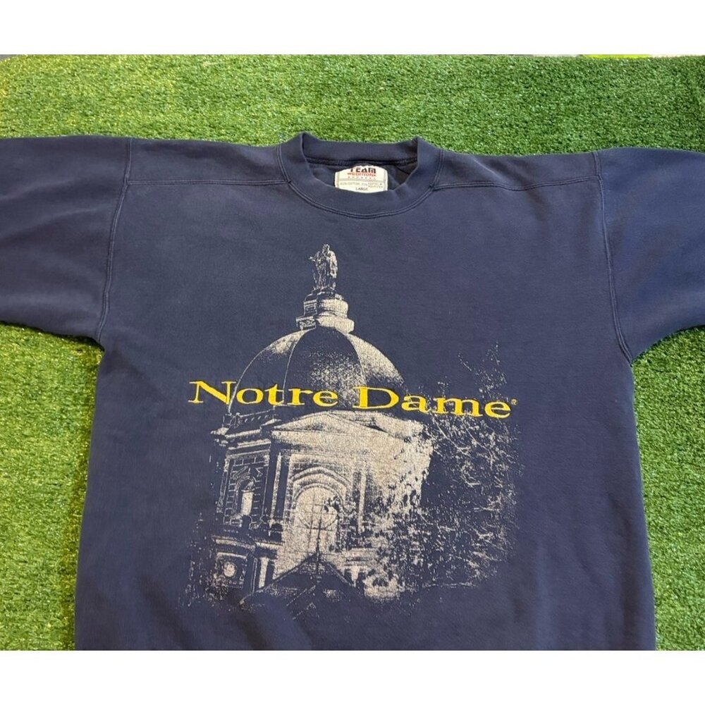 Vintage Notre Dame Fighting Irish sweatshirt mens large blue gold crewneck 90s D - Picture 5 of 12